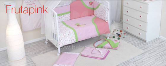 NINO-ESPANA  Bērnu gultas veļas kokvilnas komplekts 'Fruta Pink' 5+1