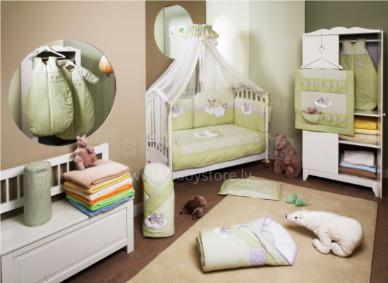 FERETTI - Bērnu gultas veļas komplekts 'Rabbit Green Premium' GRANDE PLUS 8 