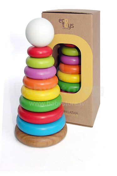 „Eco Toys Art.30011“ klasikinė vaikų natūralaus medžio piramidė