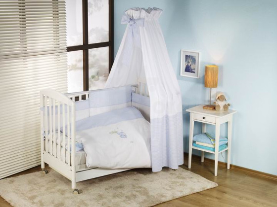 NINO-ESPANA  Bērnu gultas veļas kokvilnas komplekts 'Elefante Blue' - 5+1