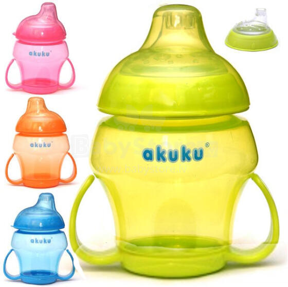 „Akuku A0171“ puodelis kūdikiams nuo 4 mėnesių amžiaus su minkštu dangteliu (Pažeista pakuotė)
