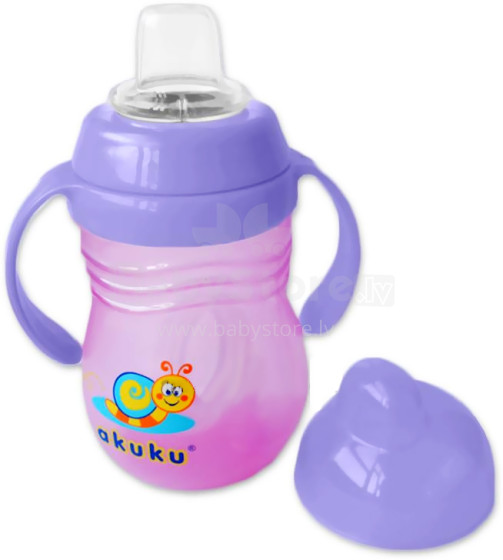 „Akuku A034“ puodelis, skirtas kūdikiams nuo 4 mėnesių amžiaus su minkštu dangteliu 240 ml