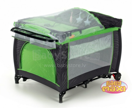 „Baby Maxi 2012 MOD 2“ žali / pilka daugiafunkcinė kelioninė lova 2 aukštais (696)
