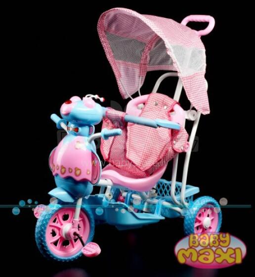 Baby Maxi HIT bičių menas. 32550 „Blue &amp; Pink“ interaktyvus vaikų triratukas su stogu (757)