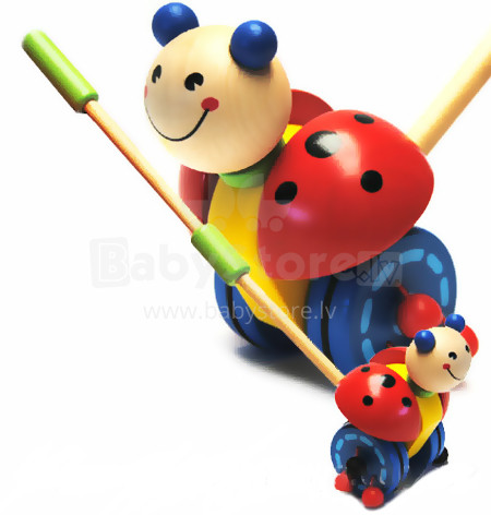 Babymix 22373 деревянная игрушка толкалка клоун и звери