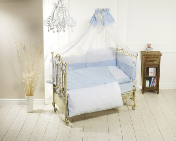 Feretti Trio Petit Bebe blue/white Bērnu gultas veļas komplekts