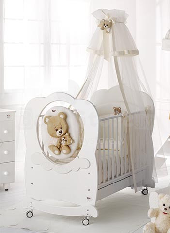 Baby Expert Abbracci by Trudi Bianco Platino Art.37825 Детская эксклюзивная кроватка с кристаллами Swarovski