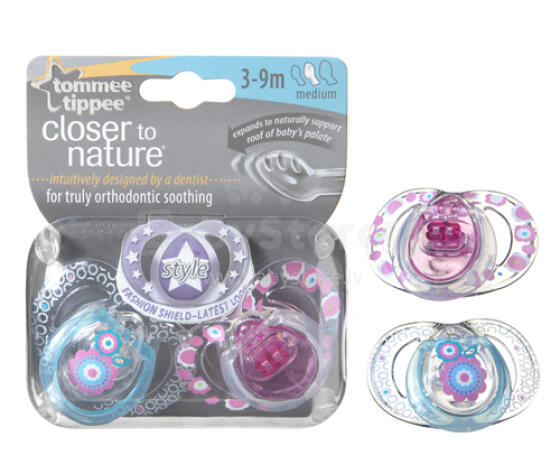 „Tommee Tippee“ art. 43333664 stiliaus anatominis silikoninis čiulptuko čiulptukas su žiedu (2 vnt.)