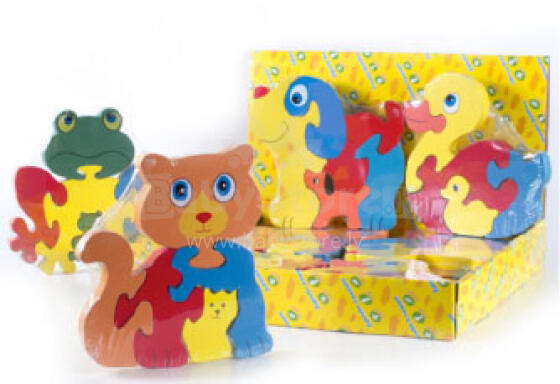 Melissa &amp; Doug 53212 Mediniai gyvūnai Traukiamas spalvotas medinis žaislas