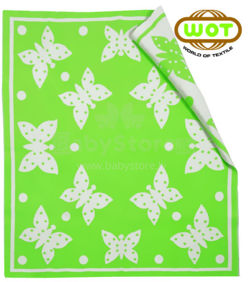 WOT ADXS Art.005/1038 Green Butterfly Augstvērtīga bērnu kokvilnas sedziņa (sega) 100x118 cm