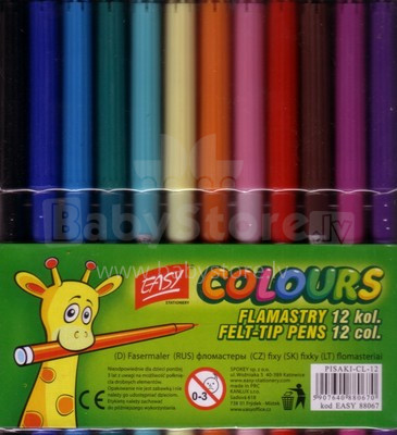 Easy Stationery EASY COLOROUS 88067 flomasters - 12gb.