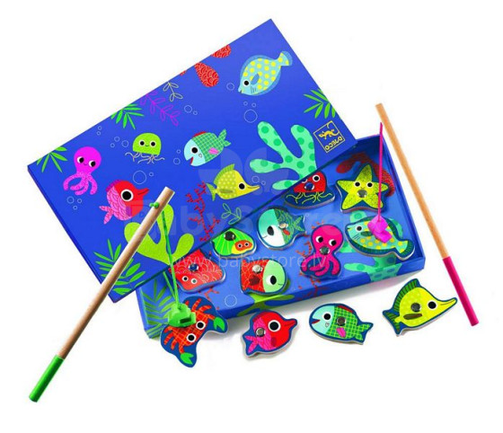 DJECO Makšķerējamas koka zivtiņas ar magnētiem Fishing colour DJ01653