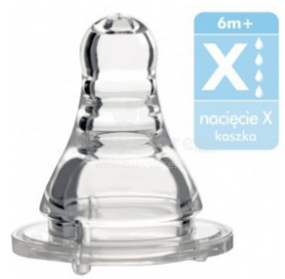 BabyOno 1203 čiulptukas silikoniniams standartiniams buteliams gerti, skirtas vaikams nuo 6 mėn. amžius (X skylė)