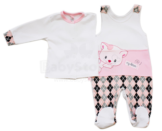 „Koala Kicia 03-187“ vaikų rinkinys - medvilniniai kūdikių marškiniai ir roplys su sagomis