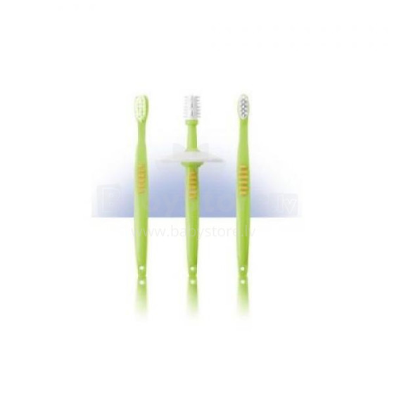 REER Beginners Toothbrush Set with safety plate 7903 детская зубная щеточка с защитными принадлежностями