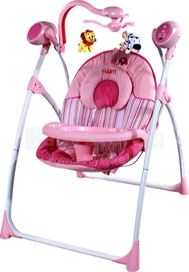 Arti HSW102 Elephant Striples pink 3-vienā šūpuļkrēsls+barošanas krēsls+atpūtas krēsls