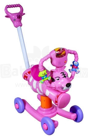 Arti Rocking Animal 668-30 ML + Wheels Cat pink Детская карусель-качалка с ручкой Котик