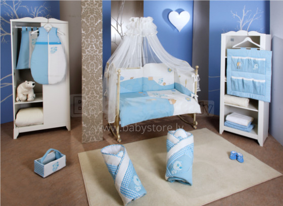 FERETTI - Bērnu gultas kokvilnas veļas komplekts 'Dogs blue Prestige' DUETTO 2 