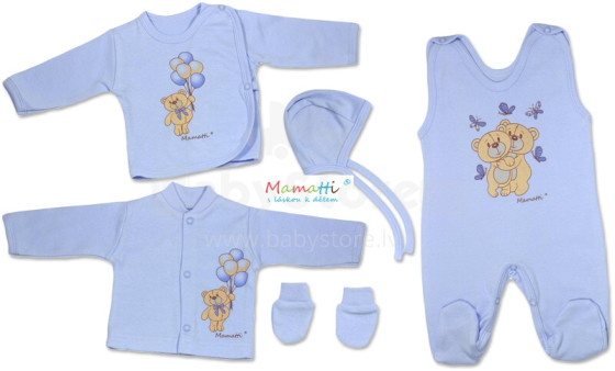 Mamatti хлопковый комплектик для новорождённых из 5-ти частей WP109(56-62)