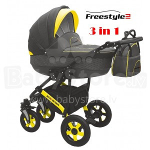 AGA Design'14 Freestyle 3 in 1 Universāli bērnu rati black/yellow