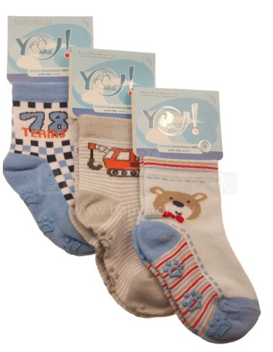 Yo Baby ABS Xлопковые носочки детские для мальчиков со стопперами (размер 19/20 )