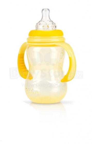 „Nuby“ menas. 1095 Geltonas butelis su rankenomis 300 ml