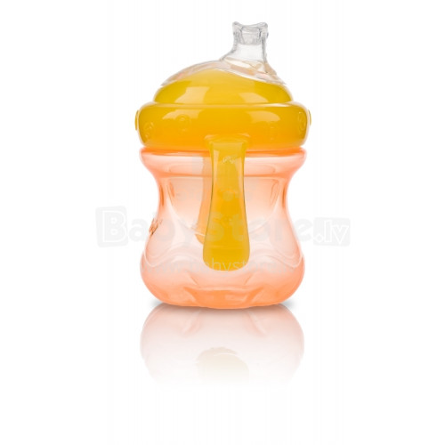 „Nuby“ menas. 9925 „Orange Cup“, skirtas kūdikiams nuo 6 mėnesių amžiaus su minkštu dangteliu 240 ml