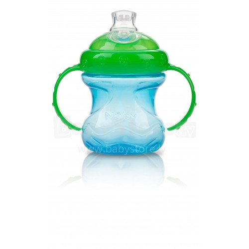 Nuby Art. 9925 Green/Blue Krūzīte, mazuļiem no 6 mēnešu vecuma ar mīksto uzgali 240 ml