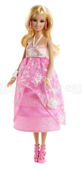 „Mattel Barbie Pink“ ir „Fuffle Ruffle“ suknelės lėlės menas. BFW16A lėlė Barbė "madingas rinkinys"