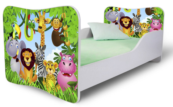 Nobi zoologijos sodas Nr. 17 stilinga vaikų lova su čiužiniu 144x74 cm