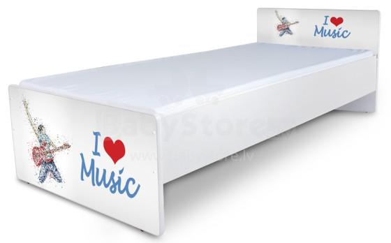 Nobi Aš myliu muziką Jaunimo lova su čiužiniu 184 x 84 cm