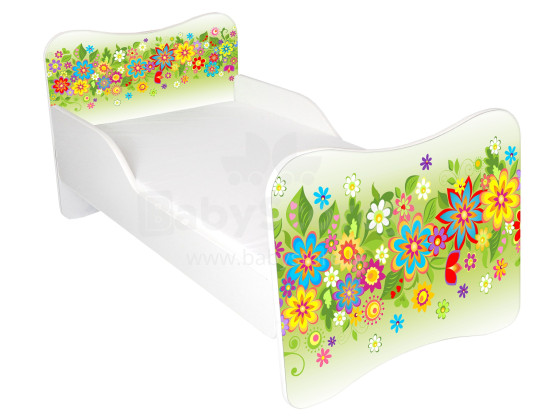 Stilinga „AMI Flowers“ vaikų lova su čiužiniu 144x74 cm