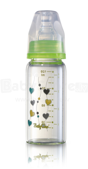 BabyOno Art. 1339 Green Stikla barošanas pudelīte 120ml