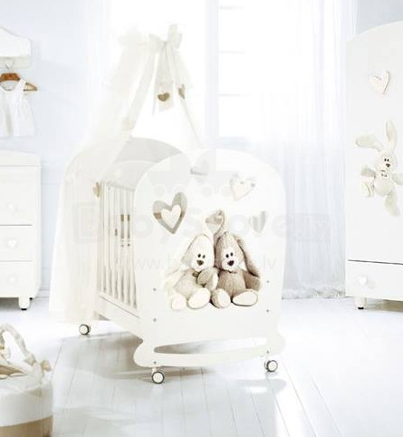 Baby Expert Cremino by Trudi Bianco Platino Art.66198 Детская  элегантная кроватка на колесиках