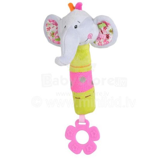 „BabyOno“ menas. 1193 Veliūrinis žaislas su pypsėjimu ir danties žiedu „Elephant“