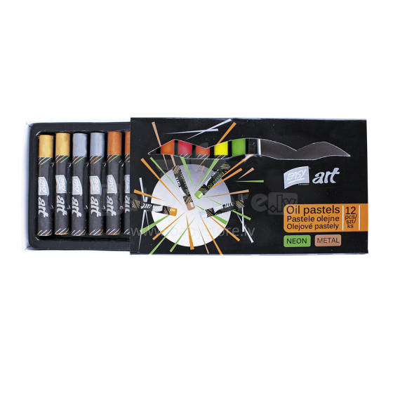 Easy Stationery Oil Pastels Neon/Metal Art. 831731 Цветная масляная классическая пастель- упаковка 12 шт.