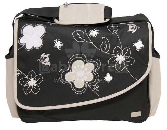 „Fillikid“ keičiamas krepšys „Flower Power Art“. 9006-09 Motinos krepšys smėlio / juodas