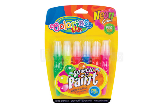 Edu Fun Toys Coloring kids Neon 34166 неоновые краски в тюбиках со встроенной кисточкой 6шт.