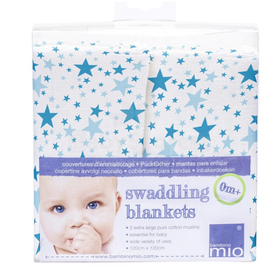 Bambino Mio Swaddling Blankets Blue Stars Пелёночки