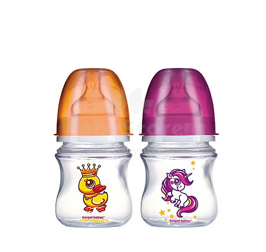 „Canpol Babies“ 35/100 plastikinis buteliukas, 120 ml 0–6 m. + BPA nemokamai, su silikoninėmis čiulptukais