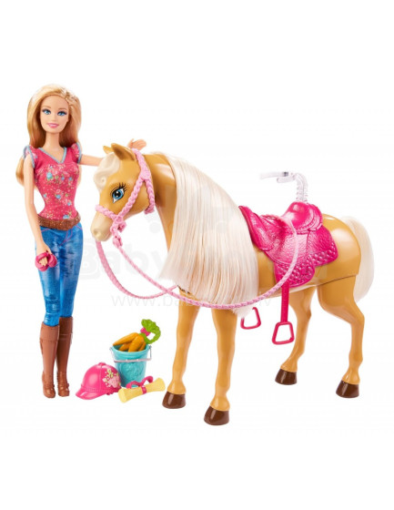 „Mattel Barbie“ šokinėja „Tawny Playset“ meną. BJX85 Barbė su arkliu