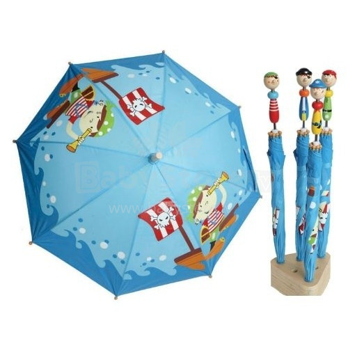 BabyMix Baby skėtis su žaislu iš medinės rankenos