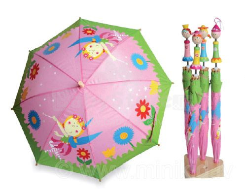 BabyMix Baby skėtis su žaislu iš medinės rankenos