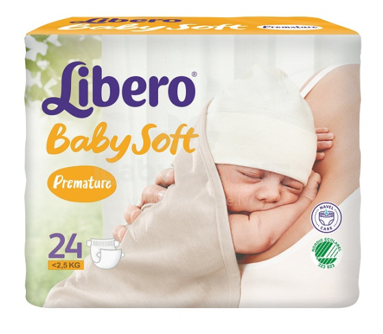 Libero Baby Soft Premature подгузник для недоношенных детей с вырезом для пупка (0-2,5 кг) 24 шт.