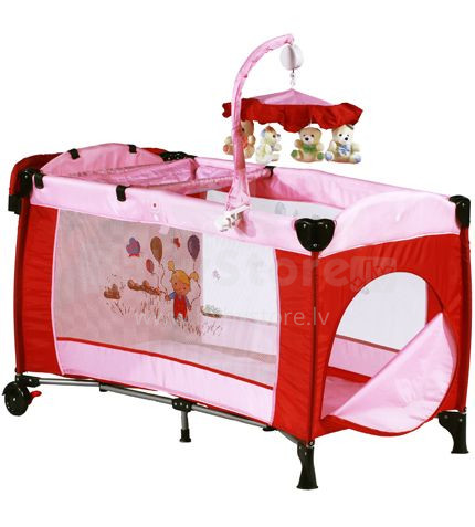 Babygo'15 Sleeper Deluxe Pink Ceļojumu gulta-manēža