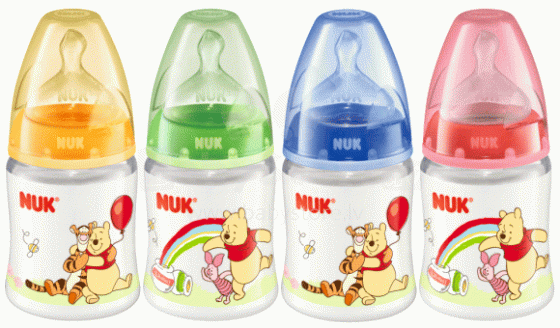 Nuk First Choice Disney Art.10743517  Пластмассовая  бутылочка c ортодонтической  соской из силикона с широким горлышком 1 размера,0-6мес,150 мл