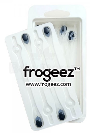 Frogeez™ Laces (transparent&black) Apavu silikona auklas - klipši 14 gab.
