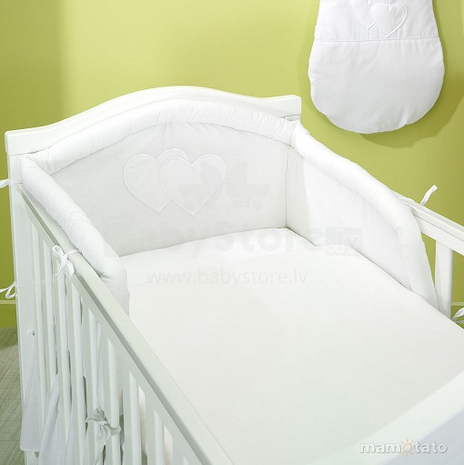 Mamo Tato Heart Col. White Kokvilnas gultas veļas komplekts no 2 daļam (90x120 cm)