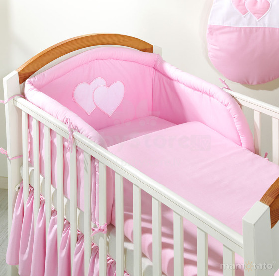 Mamo Tato Heart Col. Pink  Kokvilnas gultas veļas komplekts no 2 daļam 100x135