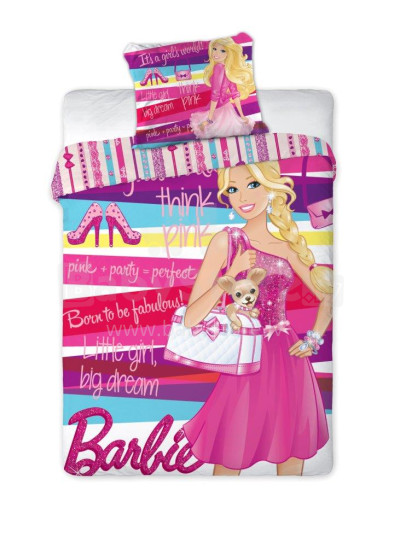 „Faro Tekstilia Disney“ patalynės „Barbie Cotton“ patalynės komplektas 160x200